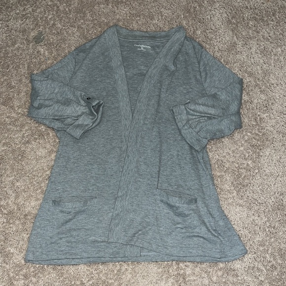 Super soft Croft & barrow gray cardigan 3/4 sleeve size XL - Picture 2 of 6